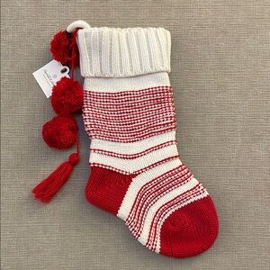 Hearth & Hand Red and White Knit Stocking NWT